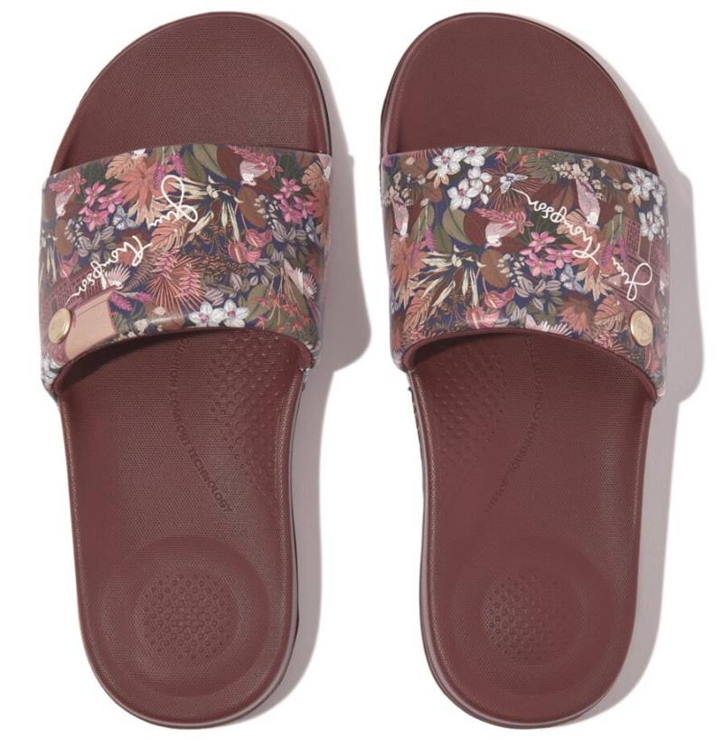 Fitflop Pantolette »iQUSHION X JIM THOMPSON«, Sommerschuh, Schlappen mit breiter Bandage für optimalen Sitz von FitFlop