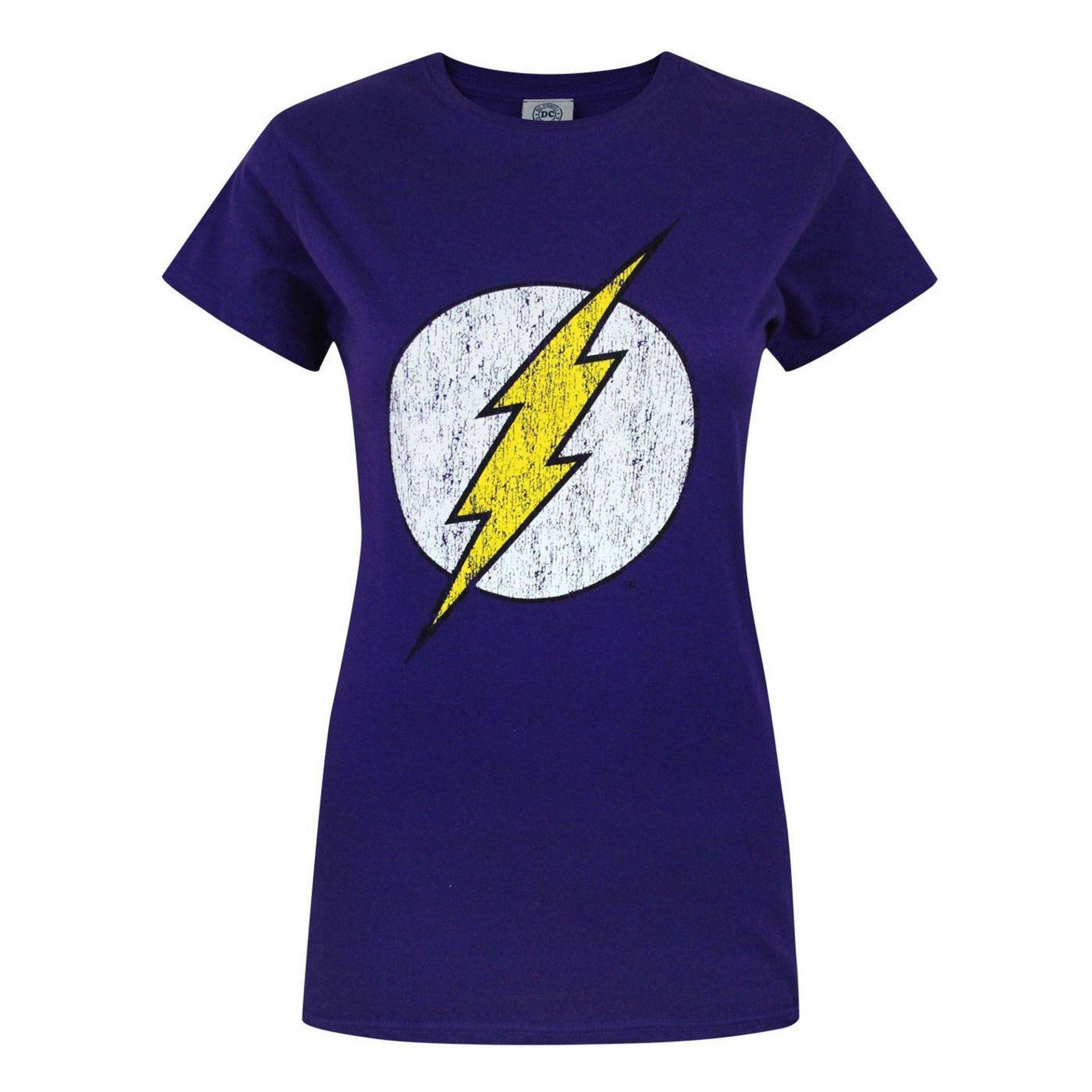 Flash - Distress Logo T-Shirt, für Damen, Lila, Größe S von Flash