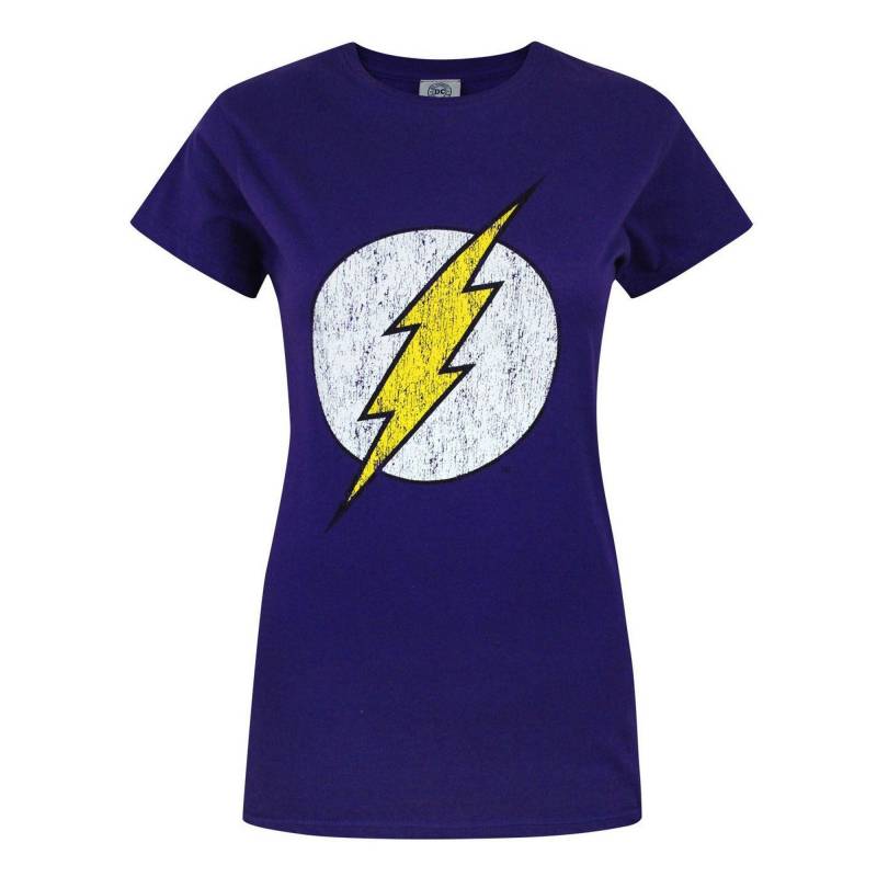 Flash - Distress Logo T-Shirt, für Damen, Lila, Größe XXL von Flash