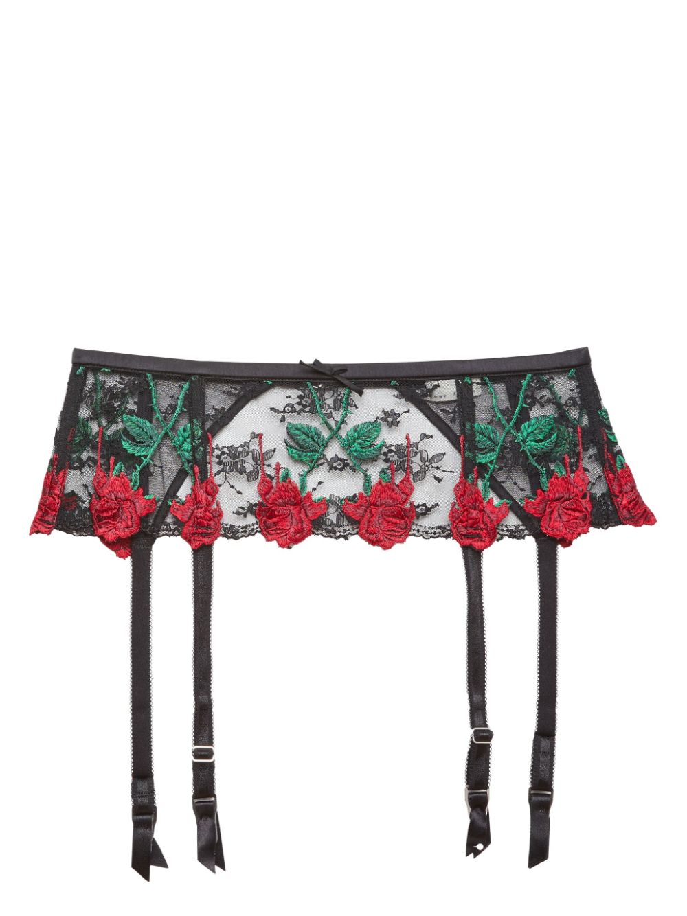 Fleur Du Mal Vampire Rose embroidered garter belt - Black von Fleur Du Mal