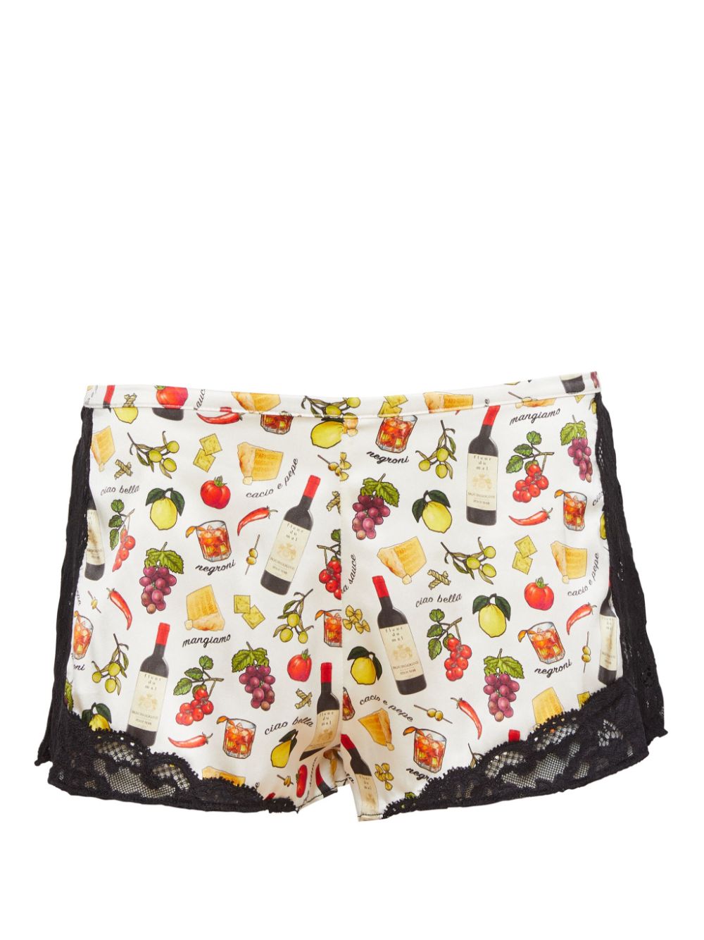 Fleur Du Mal Charlotte graphic-print satin shorts - Neutrals von Fleur Du Mal