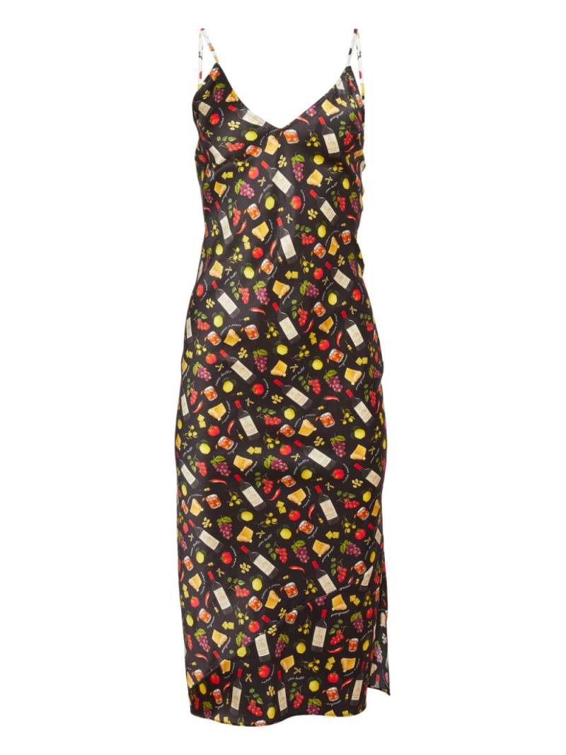 Fleur Du Mal Ciao Amore-print slip dress - Black von Fleur Du Mal