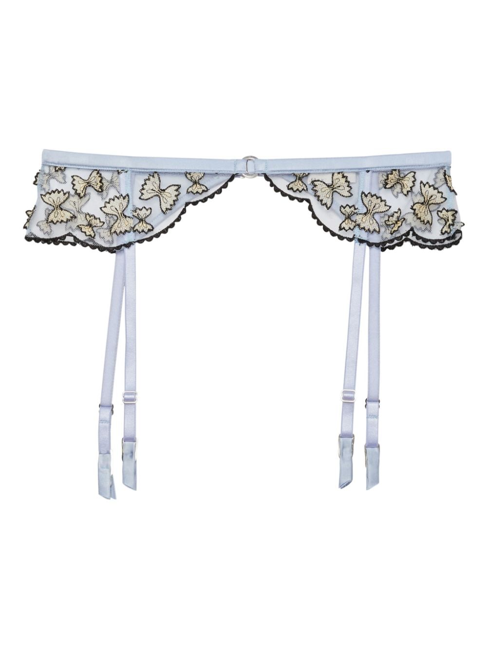 Fleur Du Mal Farfalle embroidered garter belt - White von Fleur Du Mal