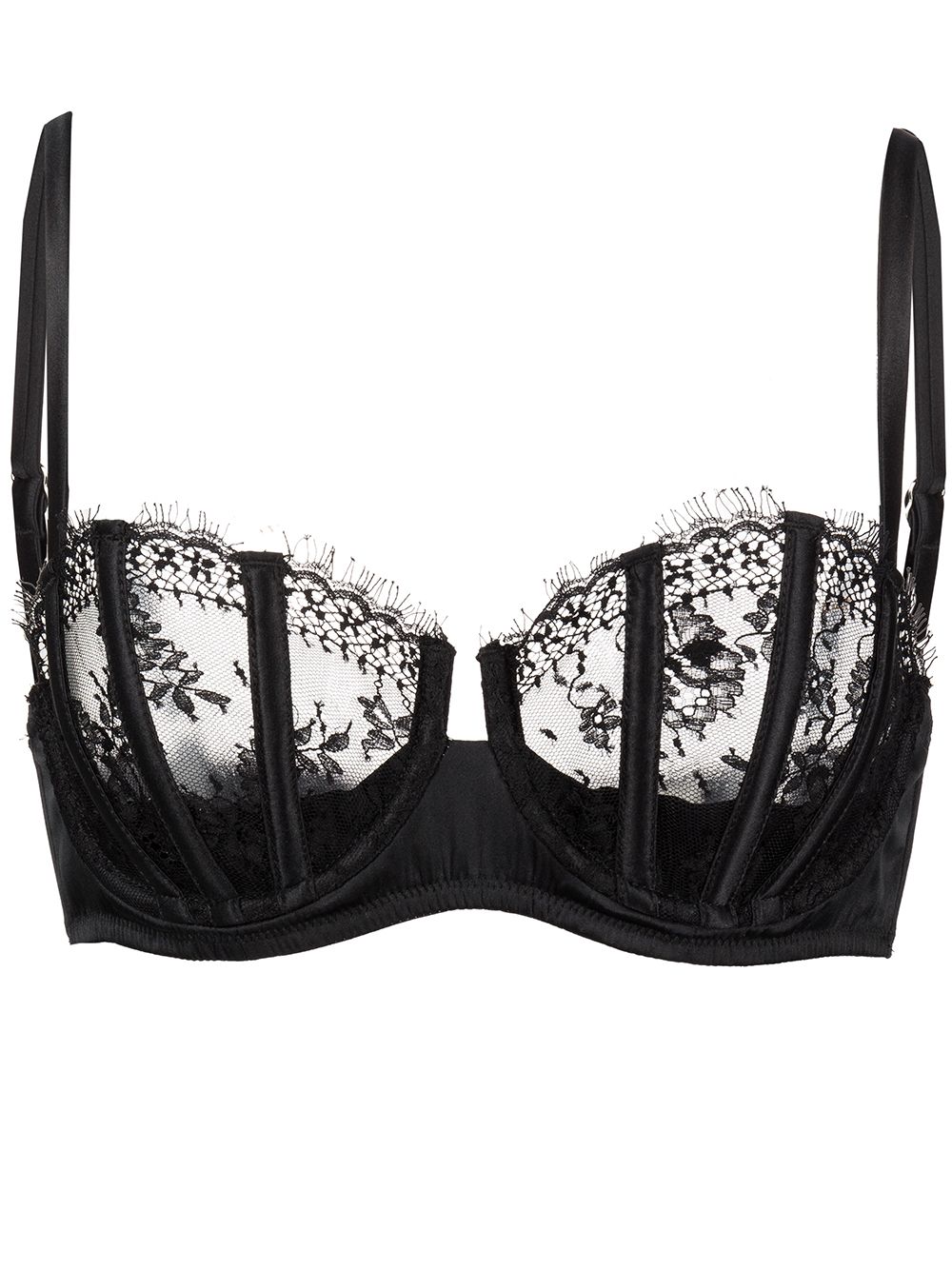 Fleur Du Mal Frankie Lace boned balconette bra - Black von Fleur Du Mal