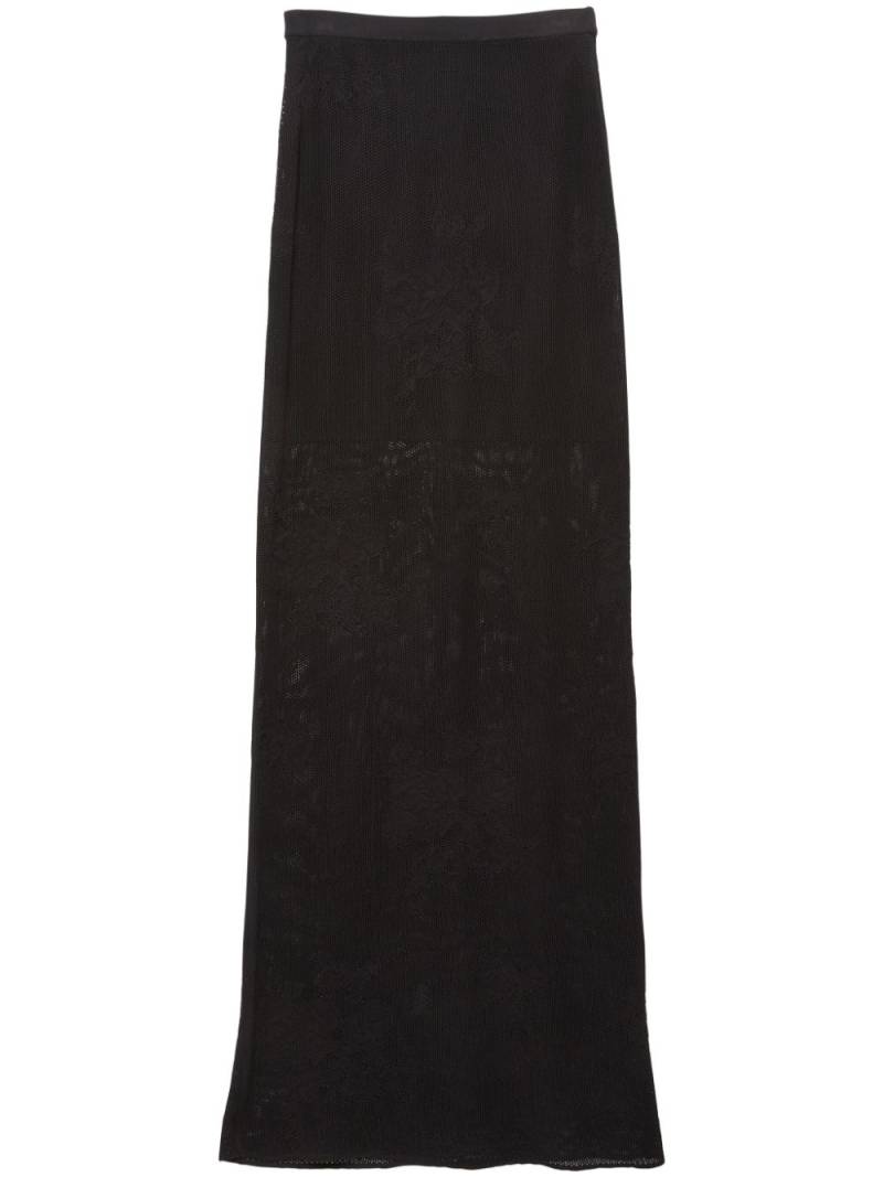 Fleur Du Mal pointelle-knit lace maxi skirt - Black von Fleur Du Mal