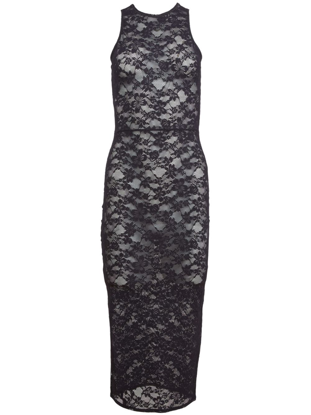 Fleur Du Mal Le Stretch lace racer tank dress - Black von Fleur Du Mal