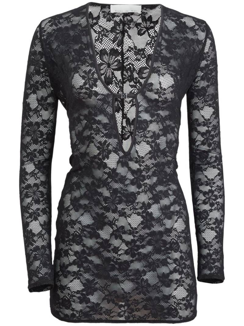 Fleur Du Mal Le Stretch Lace mini dress - Black von Fleur Du Mal