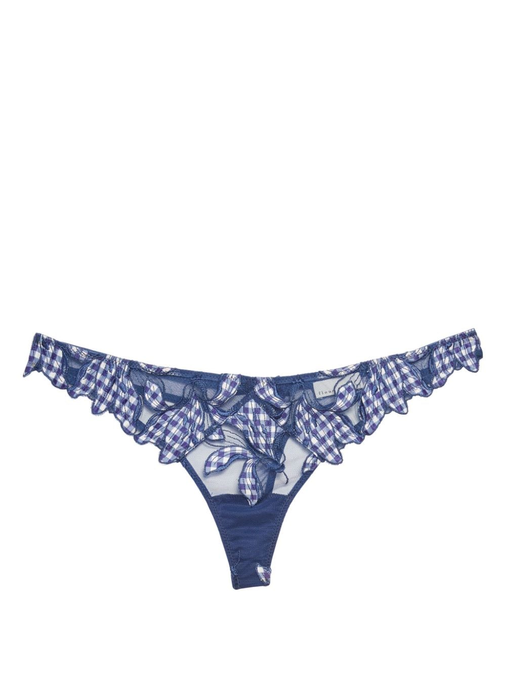 Fleur Du Mal Lily embroidered hipster thong - Blue von Fleur Du Mal