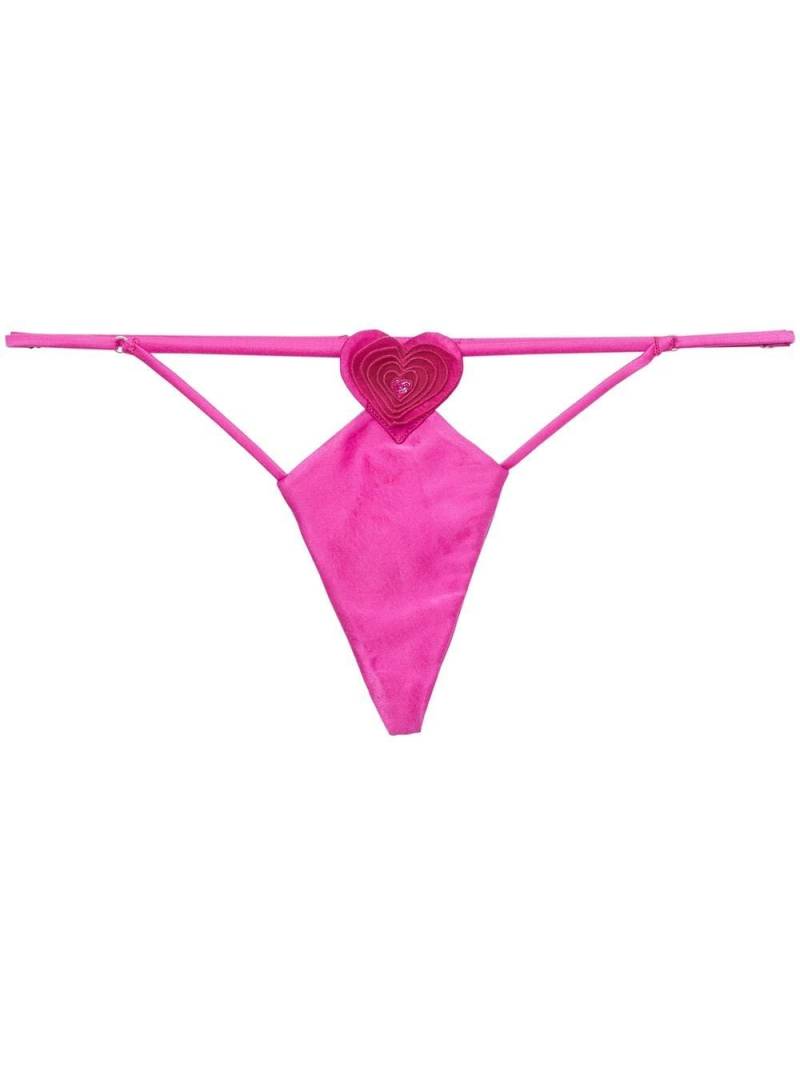 Fleur Du Mal Novelty heart-patch V-string thong - Pink von Fleur Du Mal