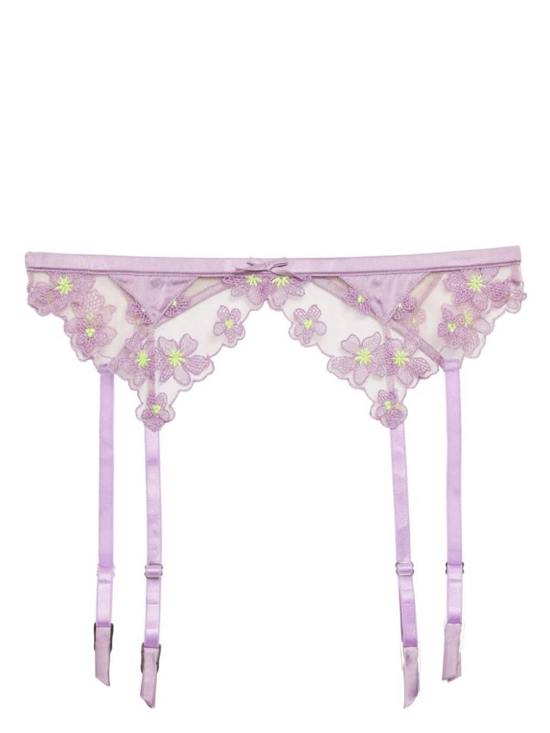 Fleur Du Mal Petal embroidered garter belt - Purple von Fleur Du Mal