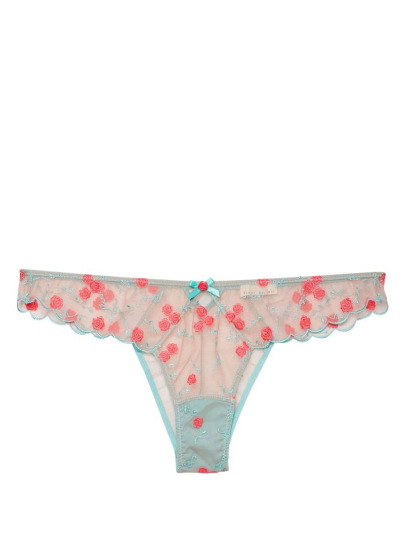 Fleur Du Mal Rose and Vine embroidered cheeky briefs - Green von Fleur Du Mal