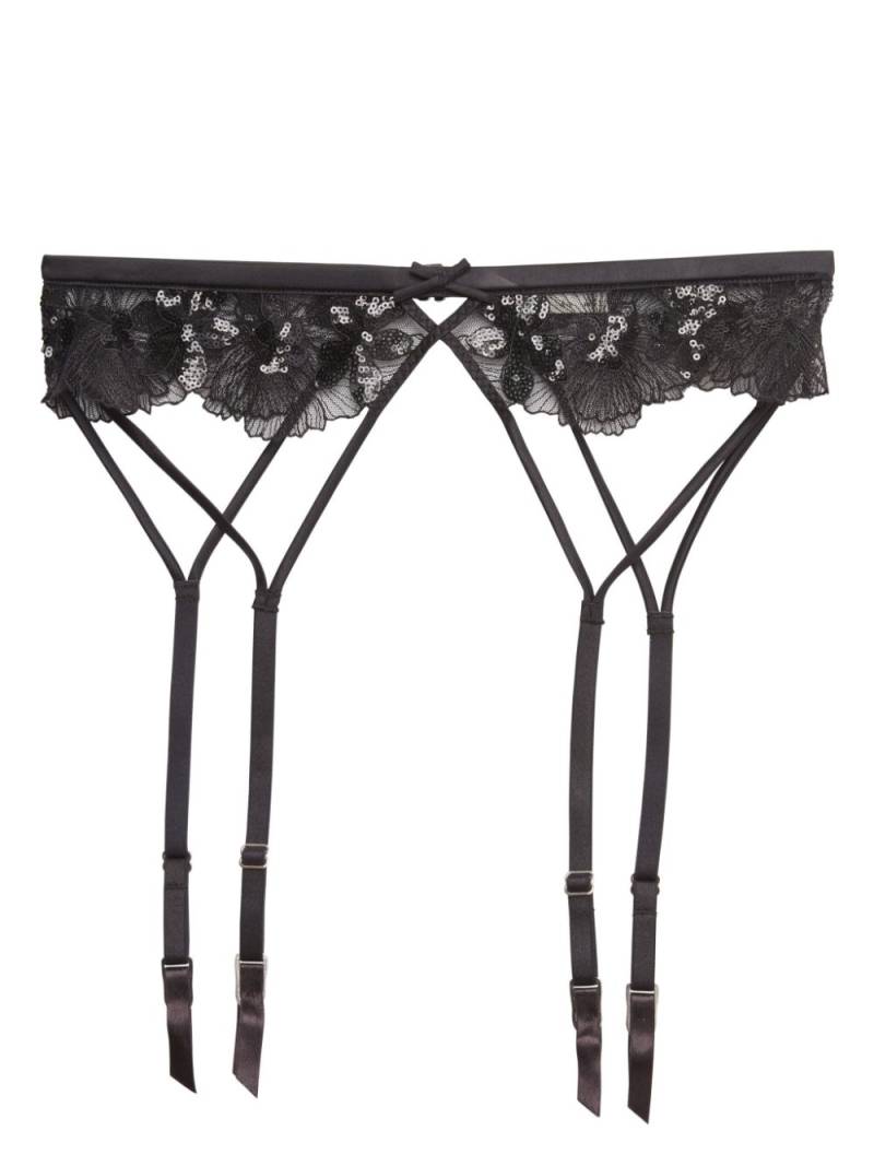 Fleur Du Mal Sequin Violet floral-lace garter belt - Black von Fleur Du Mal