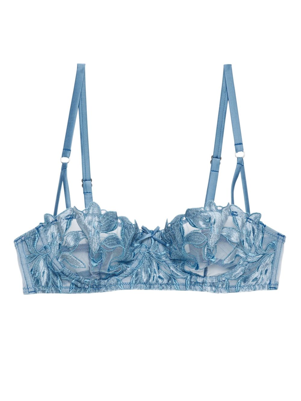 Fleur Du Mal Velvet Lily embroidered balconette bra - Blue von Fleur Du Mal