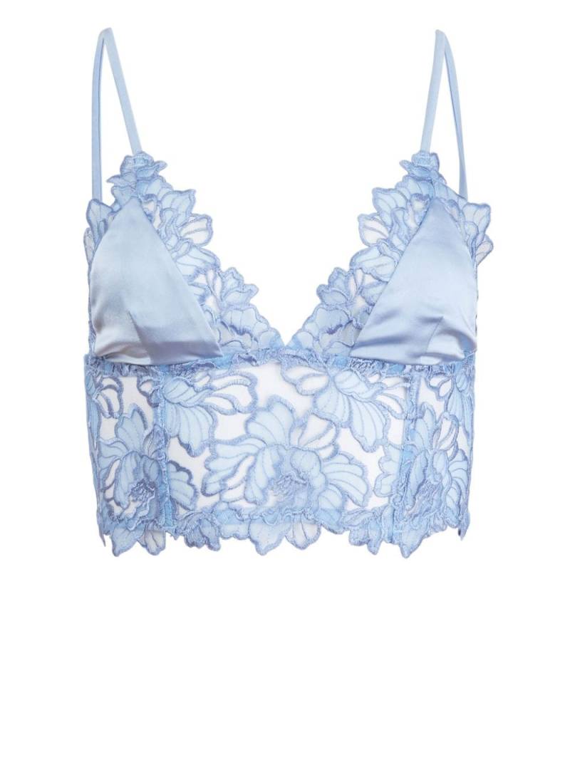 Fleur Du Mal Whitney embroidered longline triangle bra - Blue von Fleur Du Mal