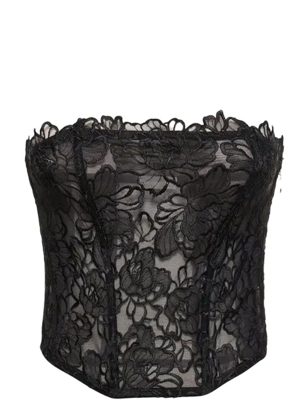 Fleur Du Mal Whitney embroidered corset top - Black von Fleur Du Mal