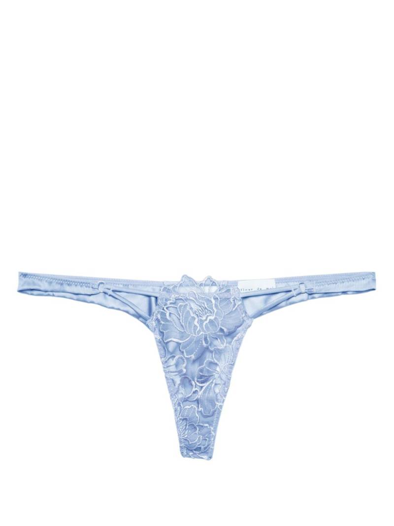 Fleur Du Mal Whitney embroidered thong - Blue von Fleur Du Mal