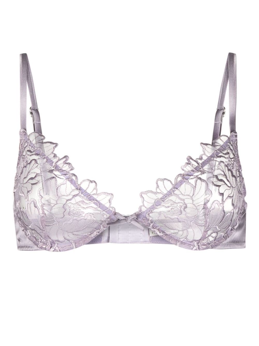 Fleur Du Mal Whitney embroidered demi bra - Purple von Fleur Du Mal