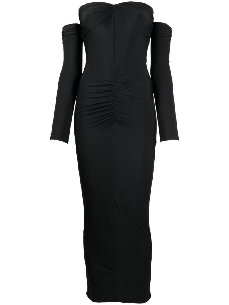 Fleur Du Mal ruched midi dress - Black von Fleur Du Mal