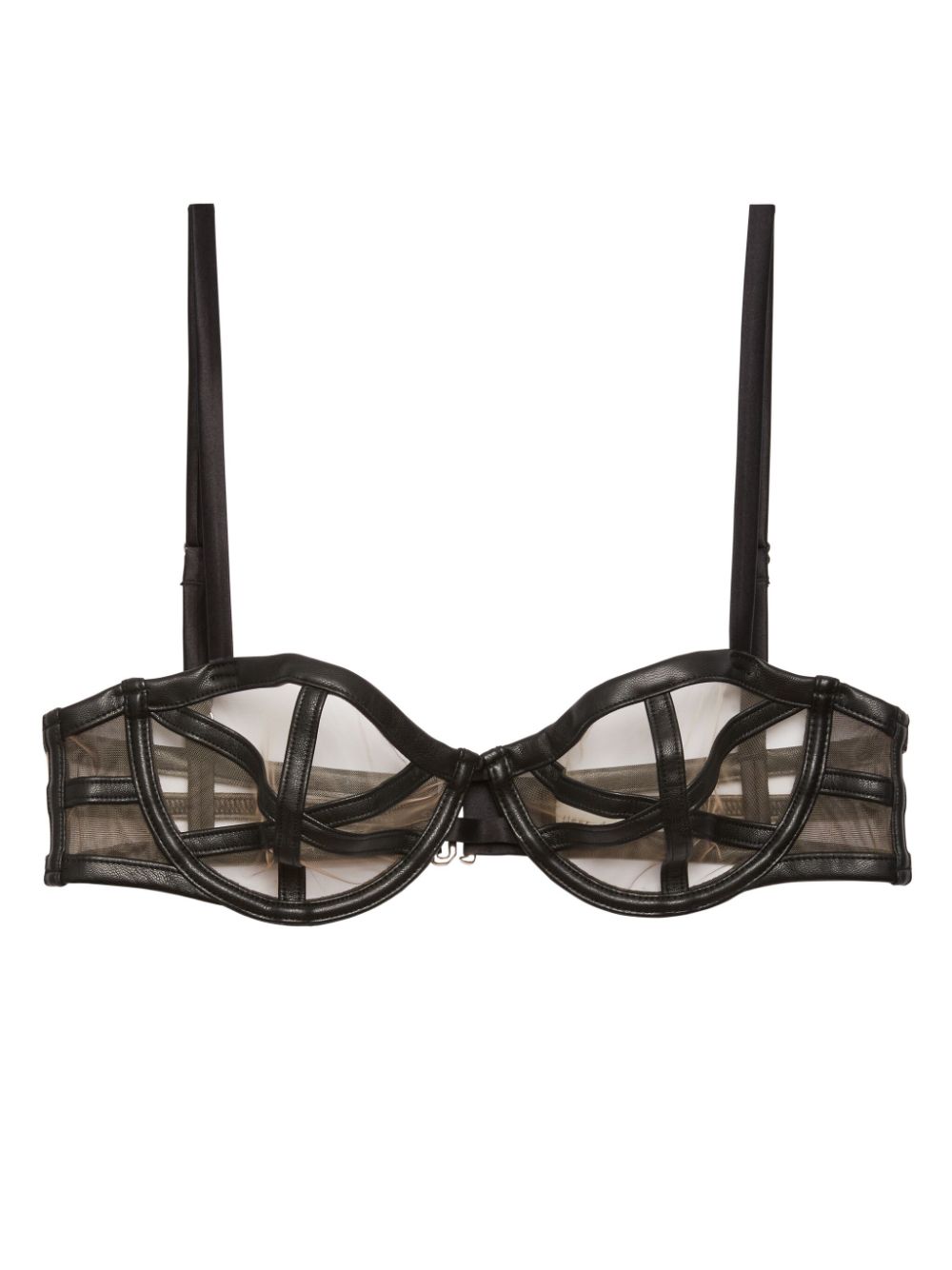 Fleur Du Mal vegan-leather caged balconette bra - Black von Fleur Du Mal