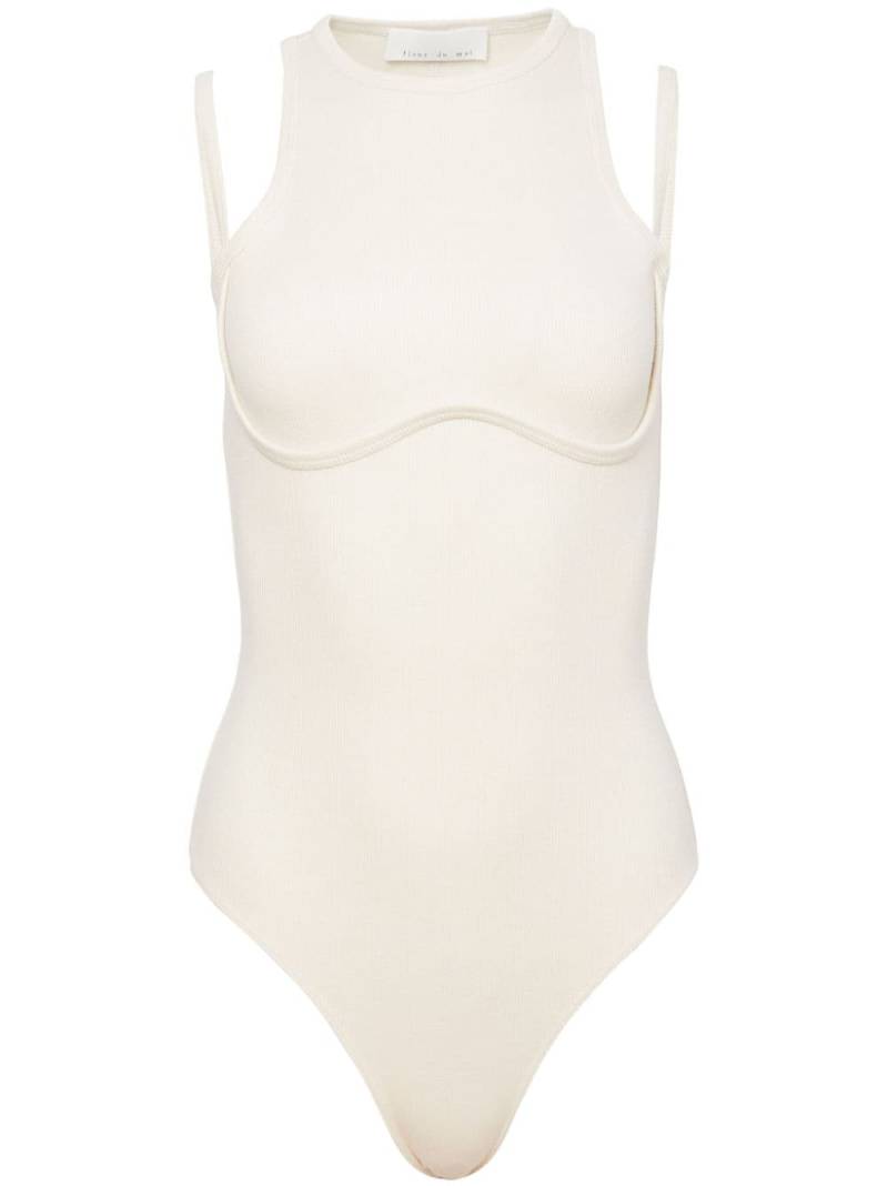 Fleur Du Mal cut-out ribbed bodysuit - Neutrals von Fleur Du Mal