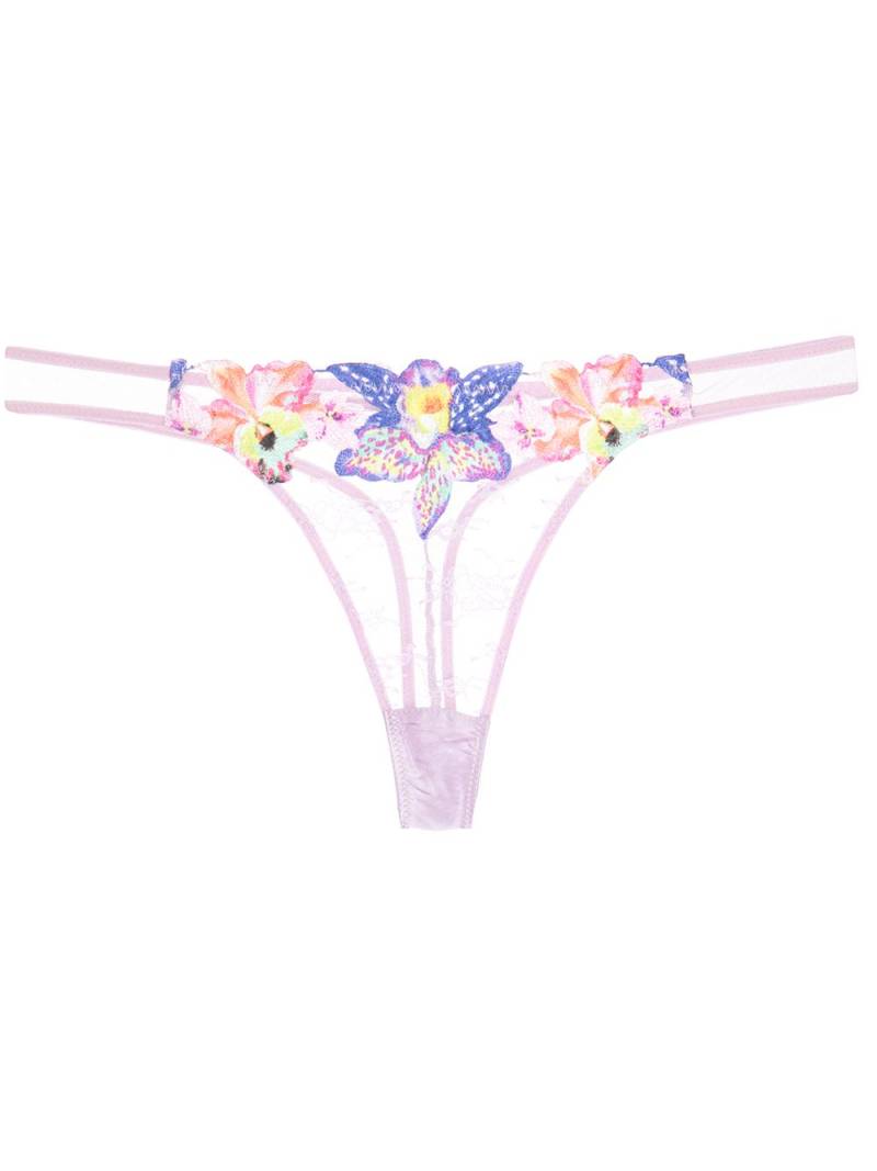 Fleur Du Mal orchid-embroidered thong - Pink von Fleur Du Mal