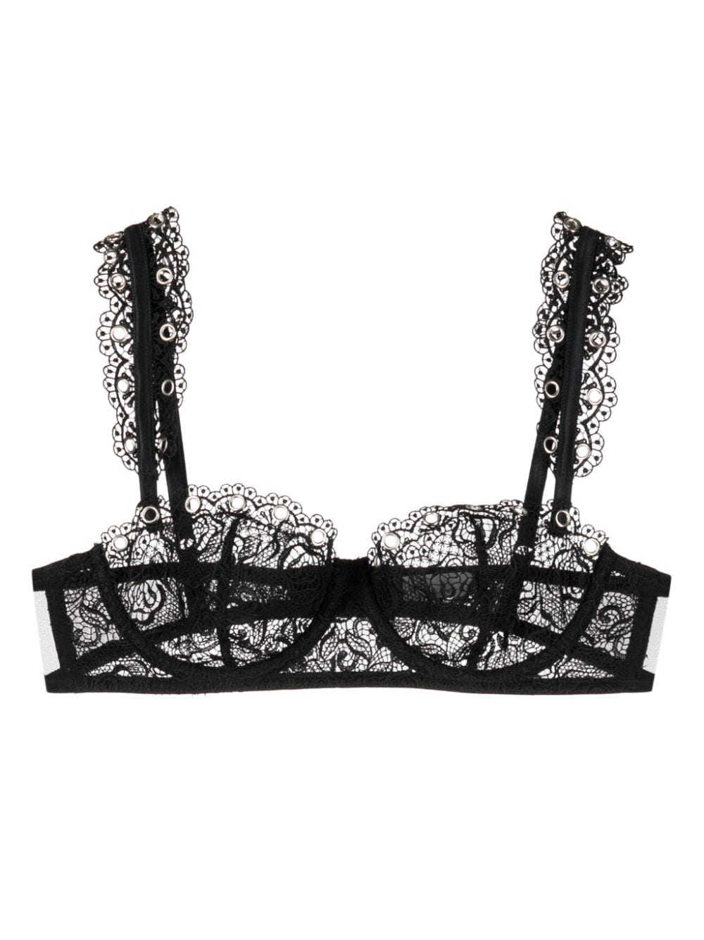 Fleur Du Mal floral-lace balconette bra - Black von Fleur Du Mal