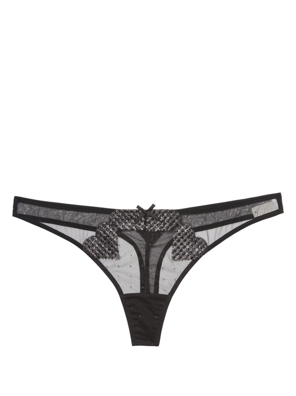 Fleur Du Mal Heart embroidered thong - Black von Fleur Du Mal