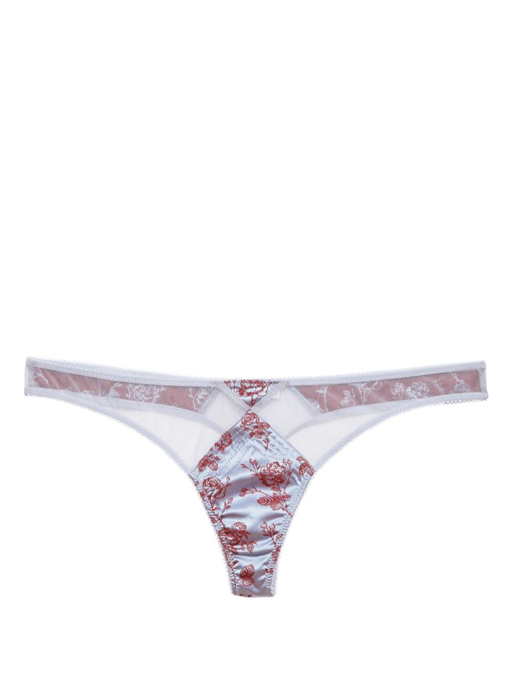 Fleur Du Mal jacquard topstitch thong - Blue von Fleur Du Mal