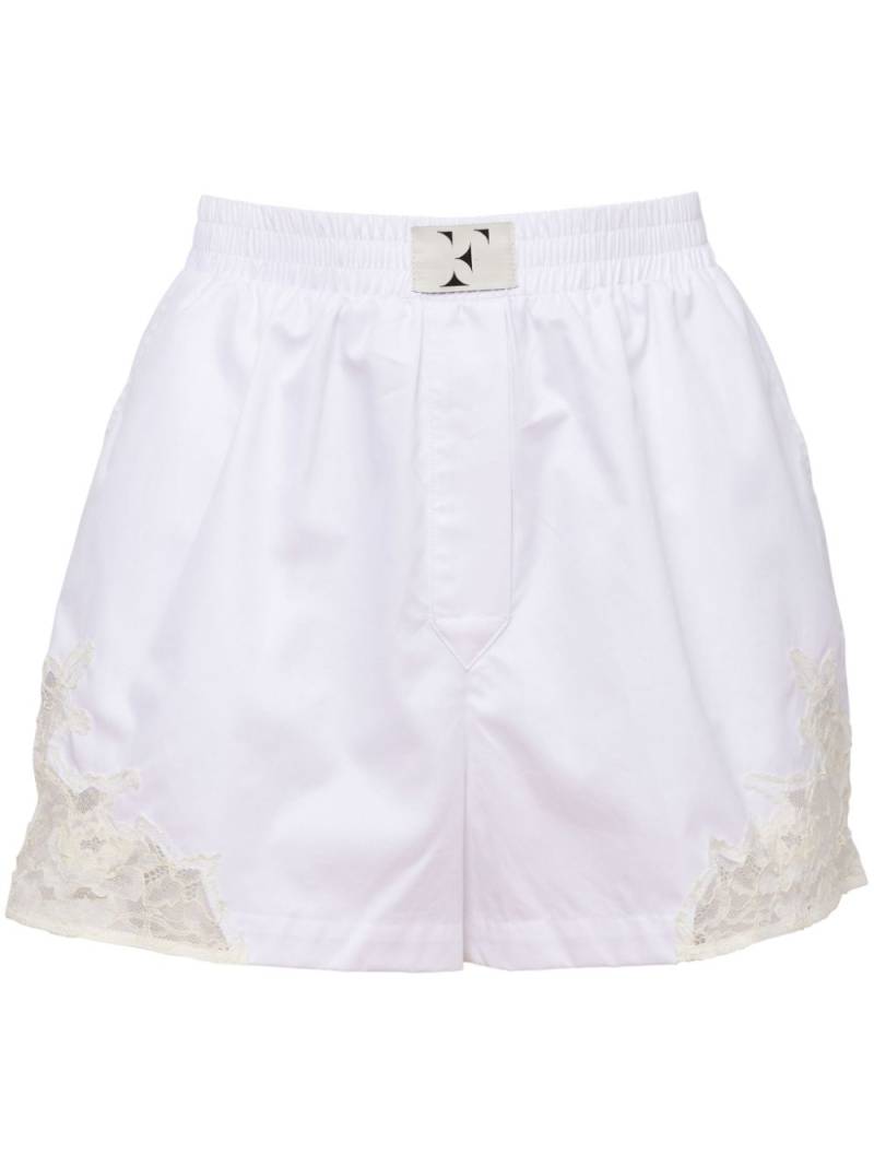 Fleur Du Mal lace-insert poplin boxer shorts - White von Fleur Du Mal