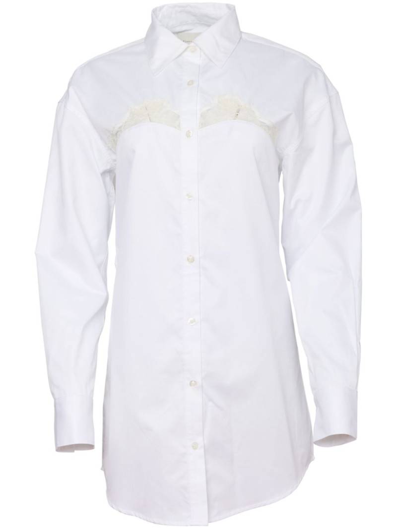 Fleur Du Mal lace-panel cotton poplin shirt - White von Fleur Du Mal