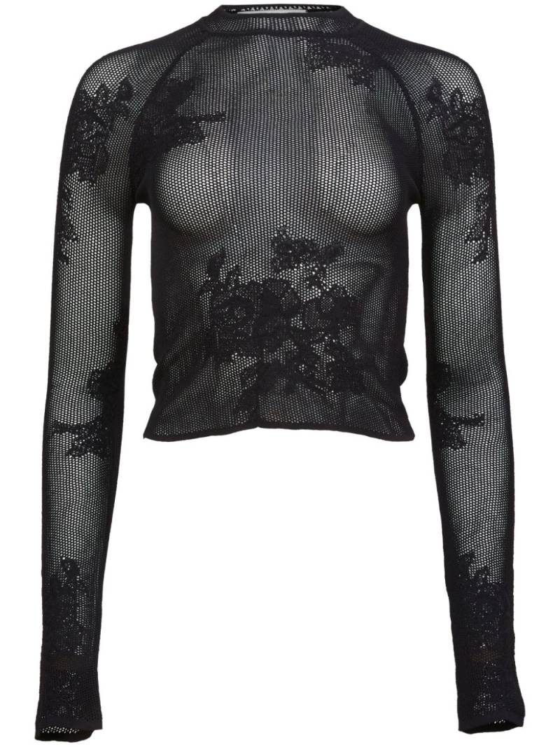 Fleur Du Mal lace pointelle long sleeve top - Black von Fleur Du Mal