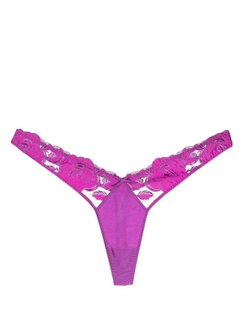 Fleur Du Mal lace-trim satin thong - Purple von Fleur Du Mal