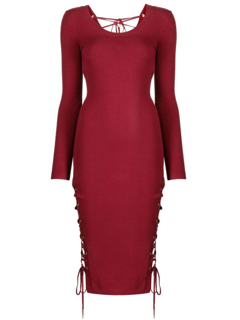 Fleur Du Mal lace-up knit midi dress - Red von Fleur Du Mal