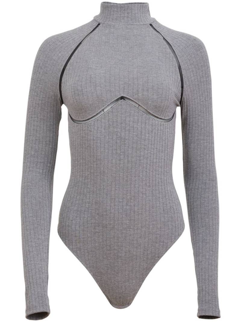 Fleur Du Mal lattice-trim ribbed bodysuit - Grey von Fleur Du Mal