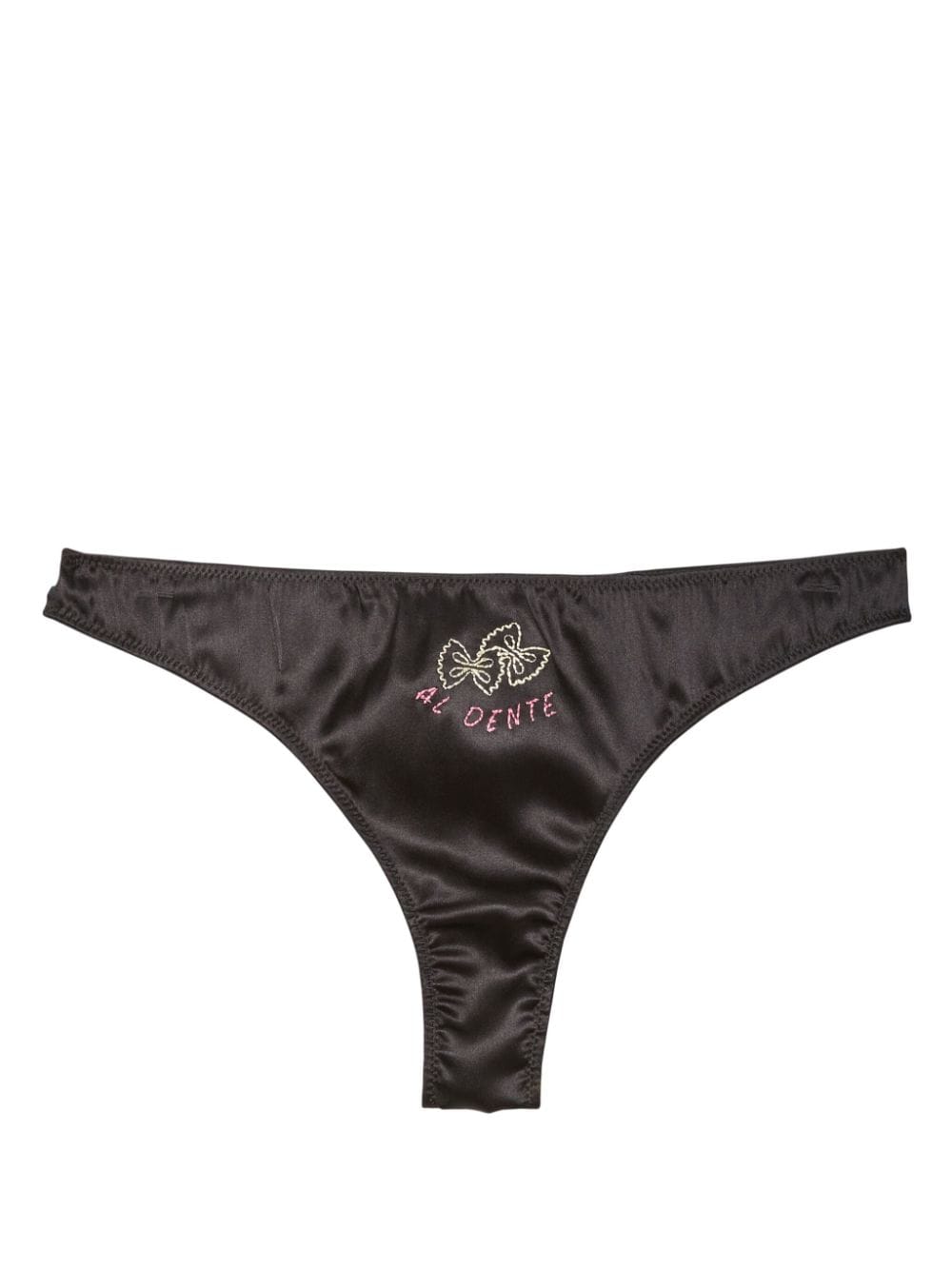 Fleur Du Mal logo-print silk thong - Black von Fleur Du Mal