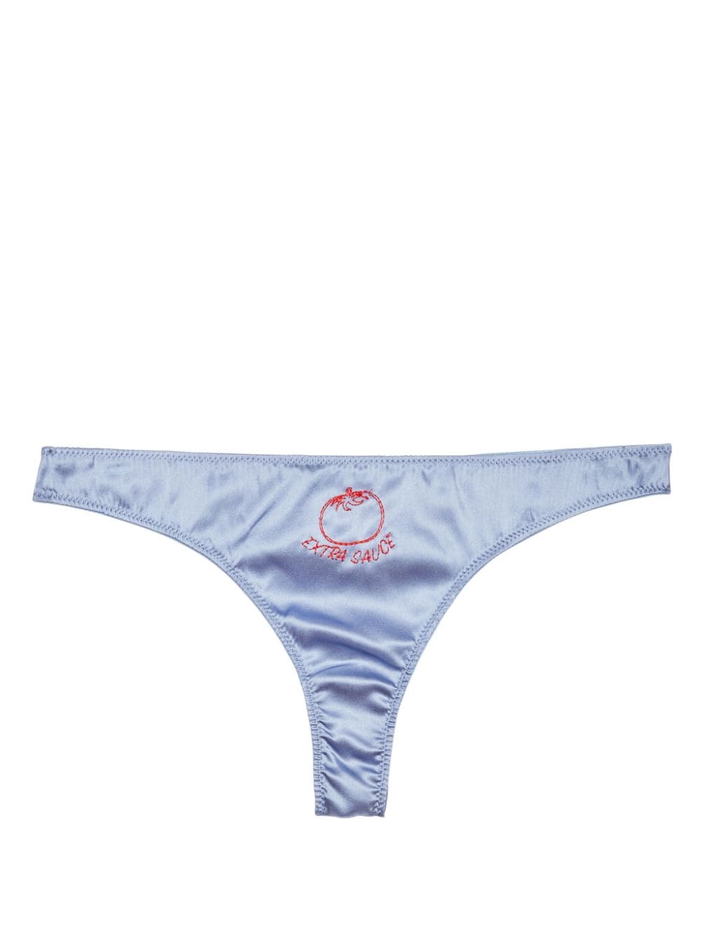 Fleur Du Mal logo-print silk thong - Blue von Fleur Du Mal