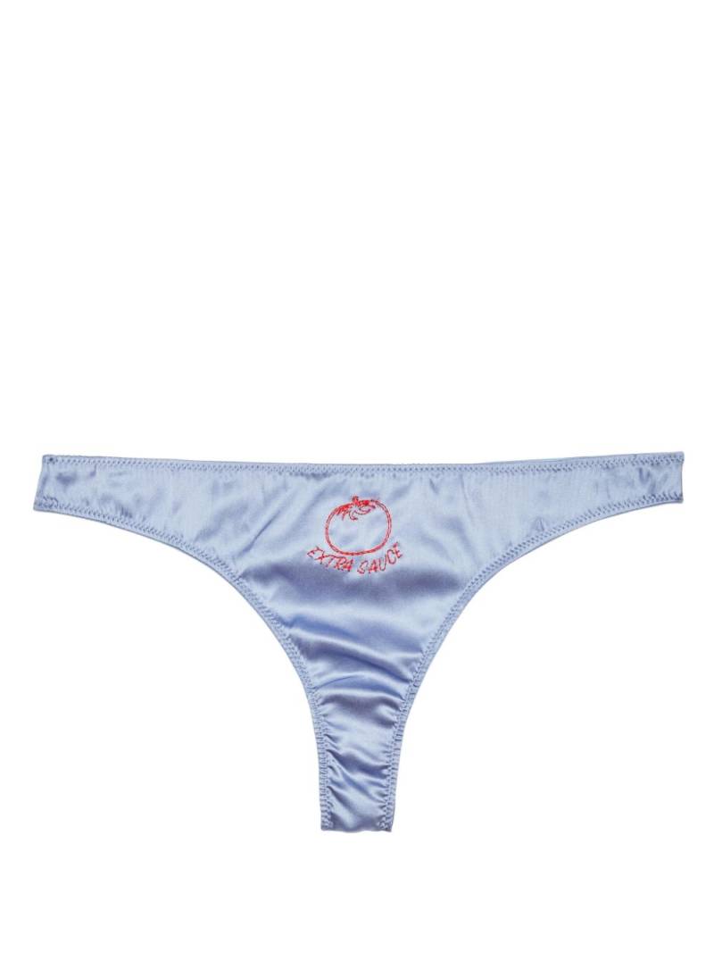 Fleur Du Mal Extra Sauce Luxe thong - Blue von Fleur Du Mal