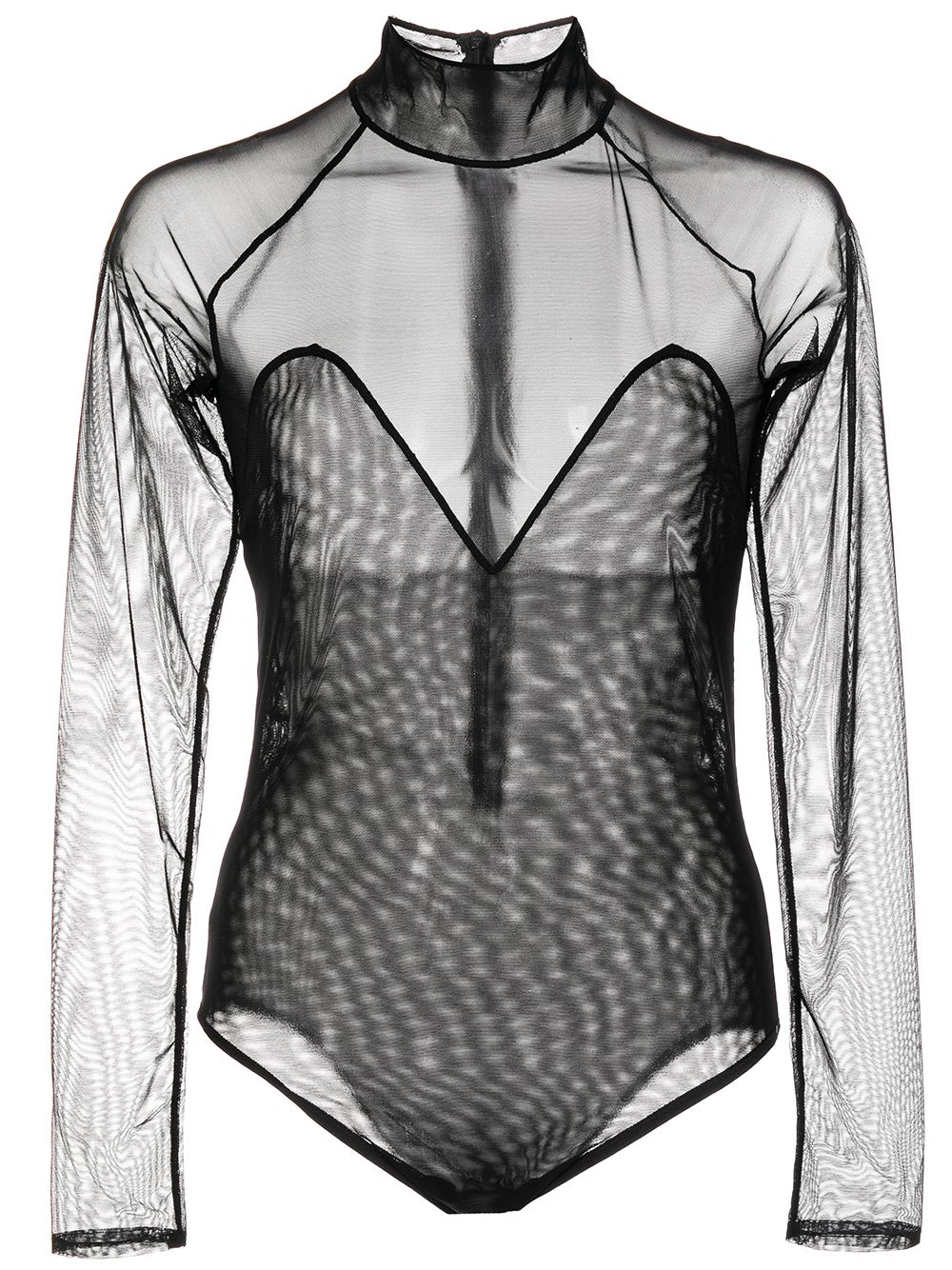 Fleur Du Mal mesh-panel mock neck bodysuit - Black von Fleur Du Mal
