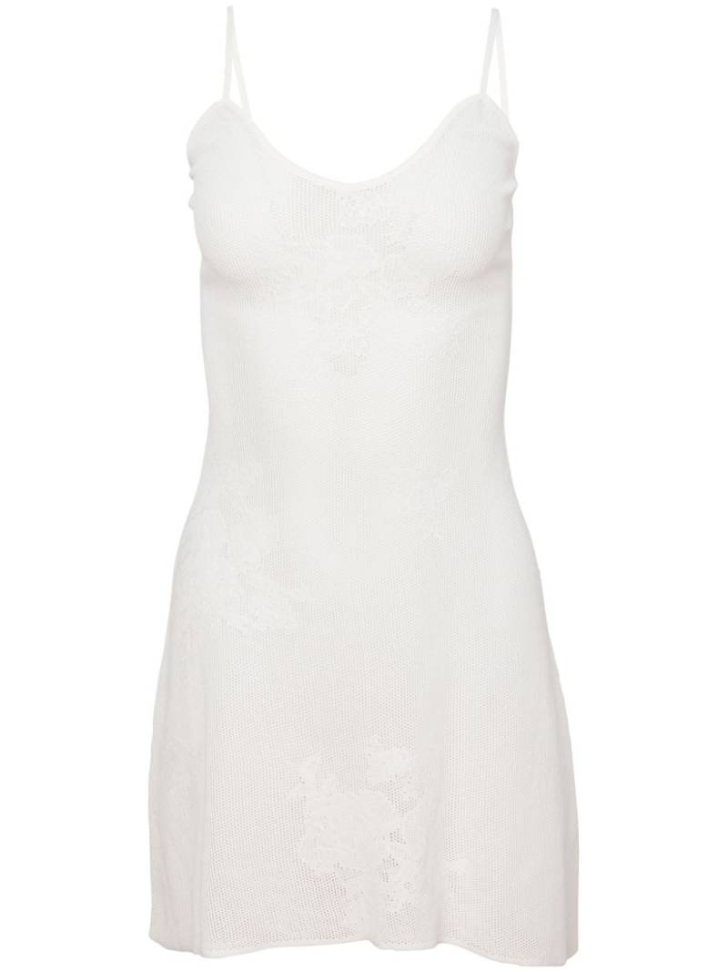 Fleur Du Mal pointelle-knit lace mini dress - White von Fleur Du Mal