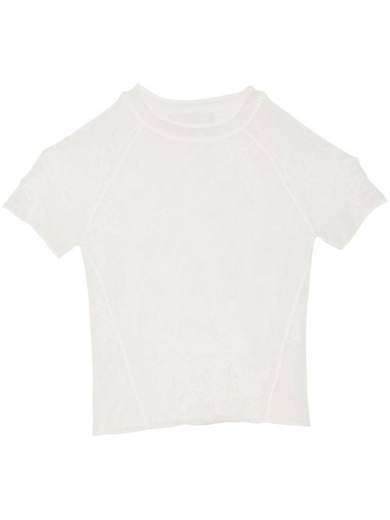 Fleur Du Mal pointelle-knit lace T-shirt - White von Fleur Du Mal