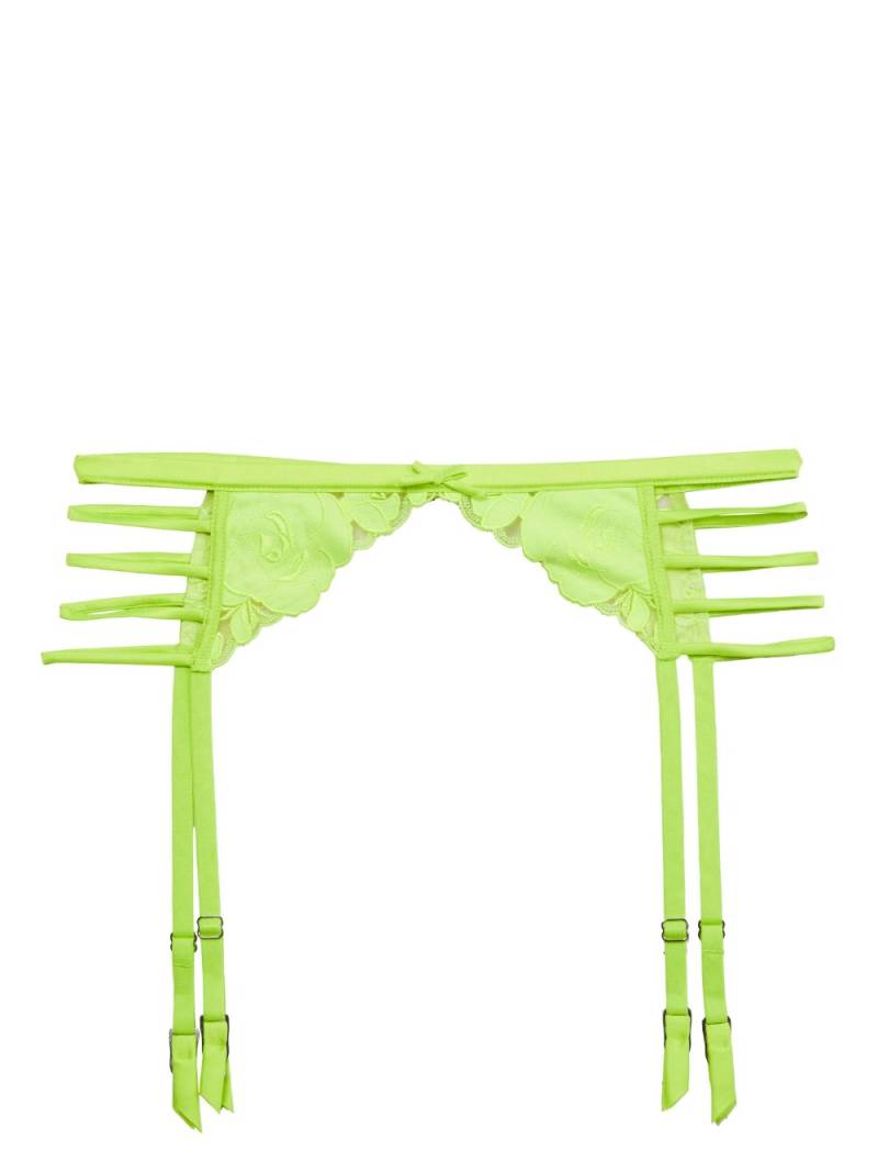 Fleur Du Mal rose-embroidered garter belt - Green von Fleur Du Mal