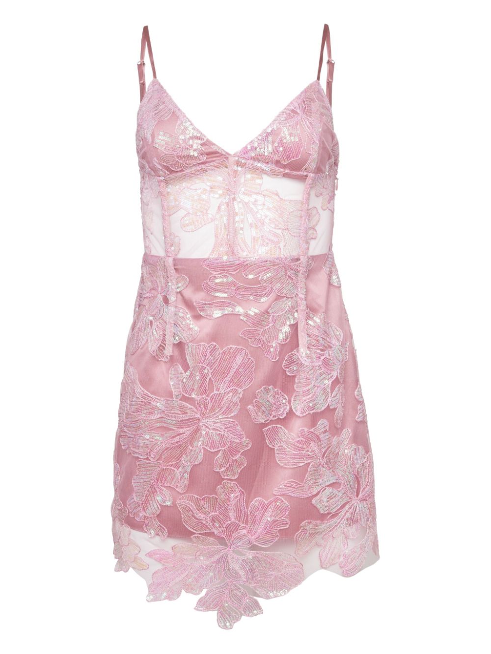 Fleur Du Mal floral-embroidered sequinned mini dress - Pink von Fleur Du Mal