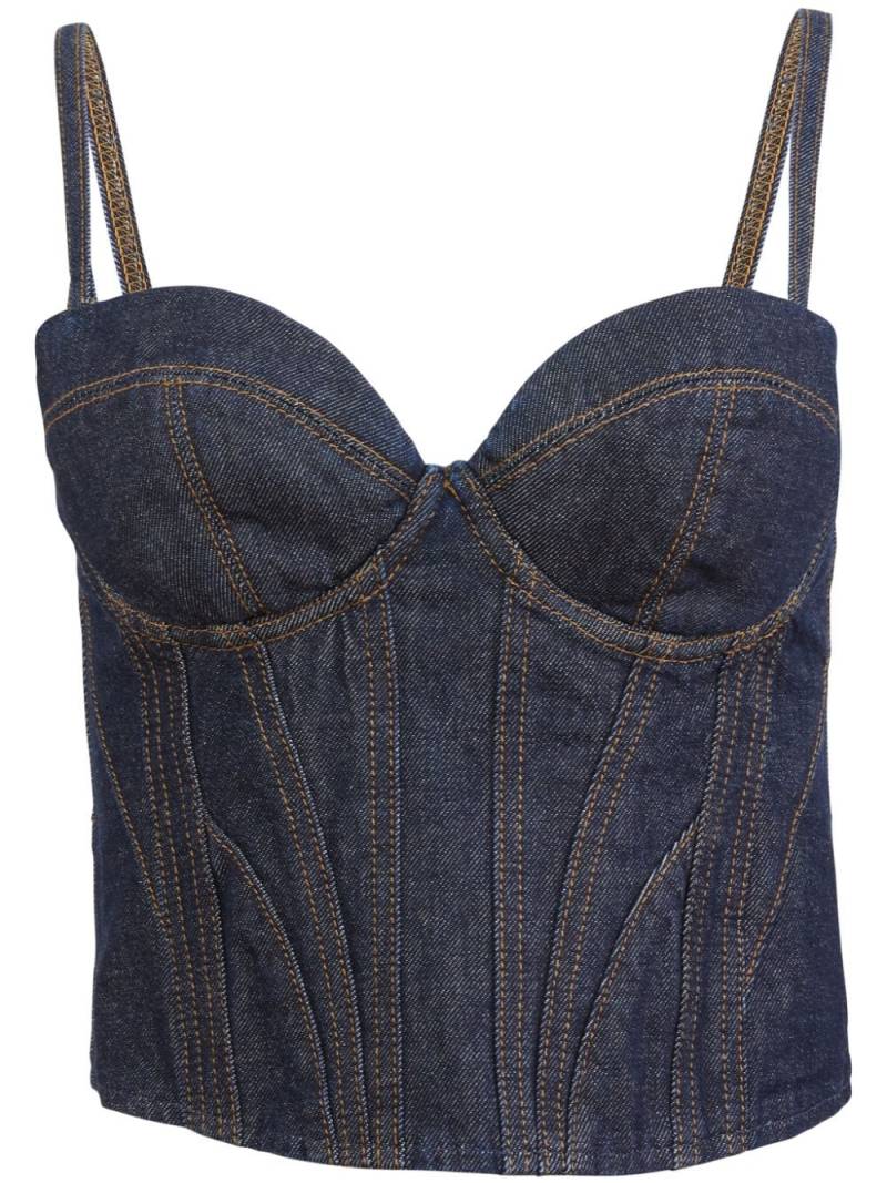 Fleur Du Mal sweetheart denim bustier - Blue von Fleur Du Mal