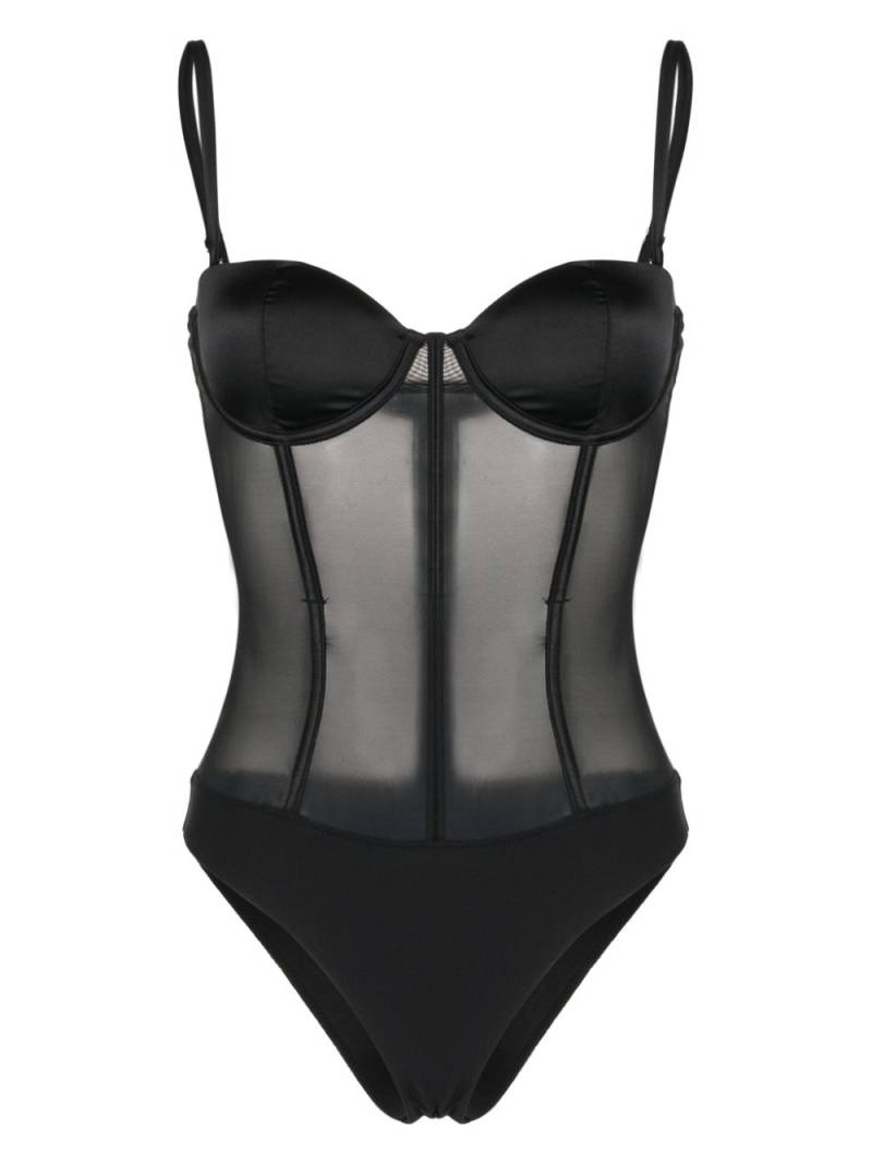 Fleur Du Mal zip-up mesh bodysuit - Black von Fleur Du Mal