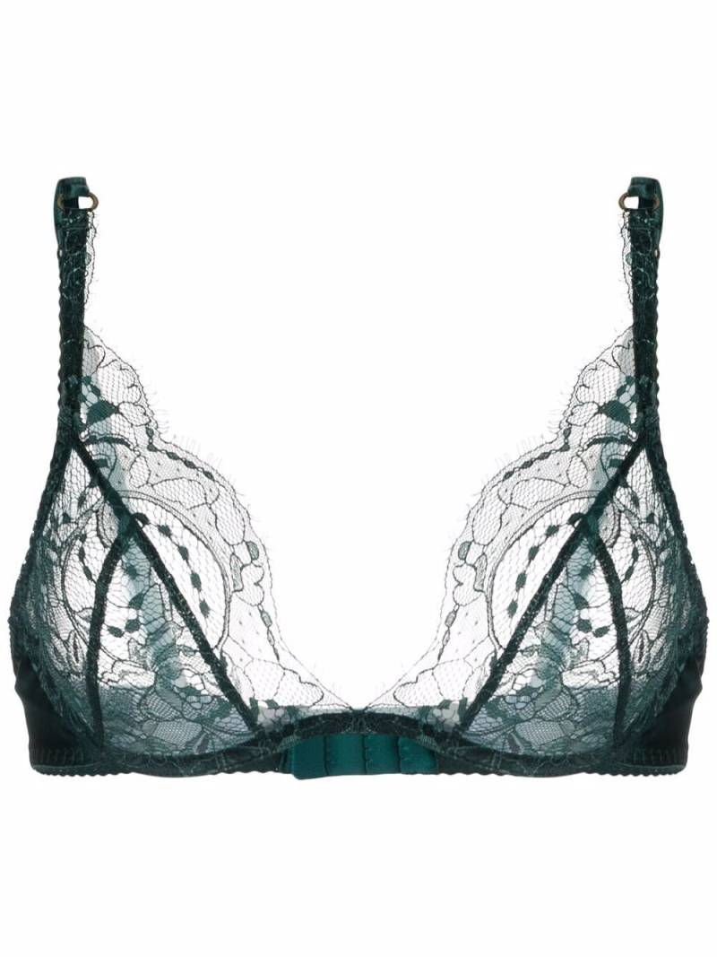 Fleur Of England Ela lace-trim plunge bra - Green von Fleur Of England