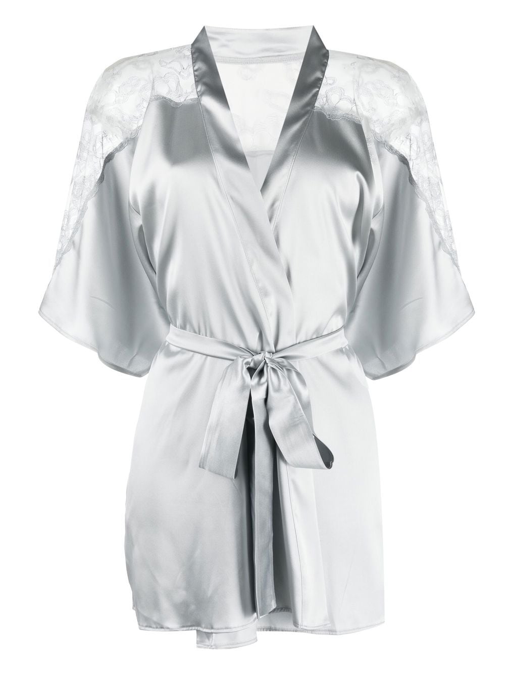 Fleur Of England Sigrid silk robe - Grey von Fleur Of England