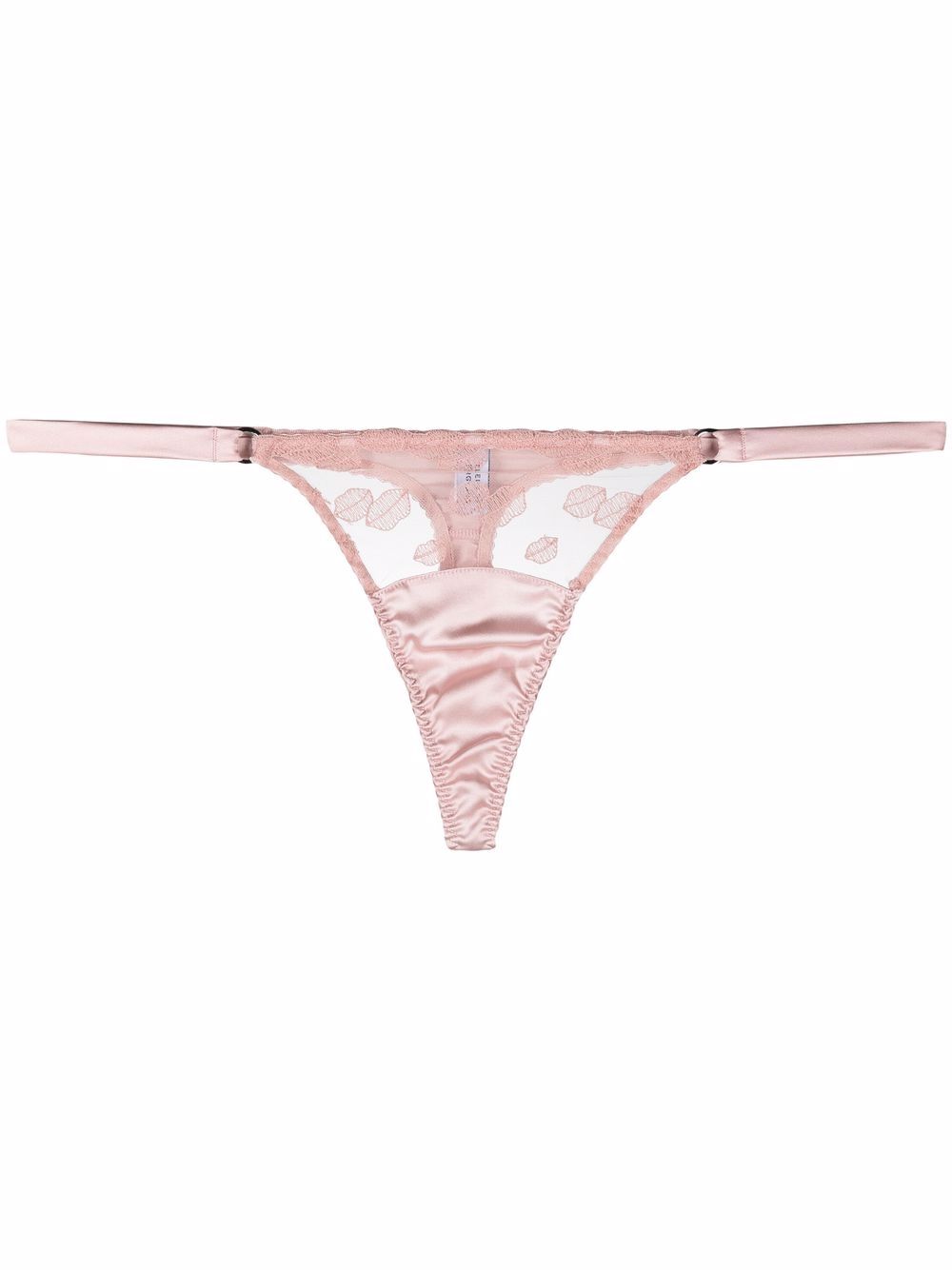 Fleur Of England Valentina embroidered tulle thong - Pink von Fleur Of England