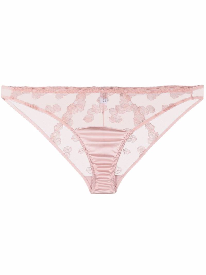 Fleur Of England Valentina lips-embellished breif - Pink von Fleur Of England