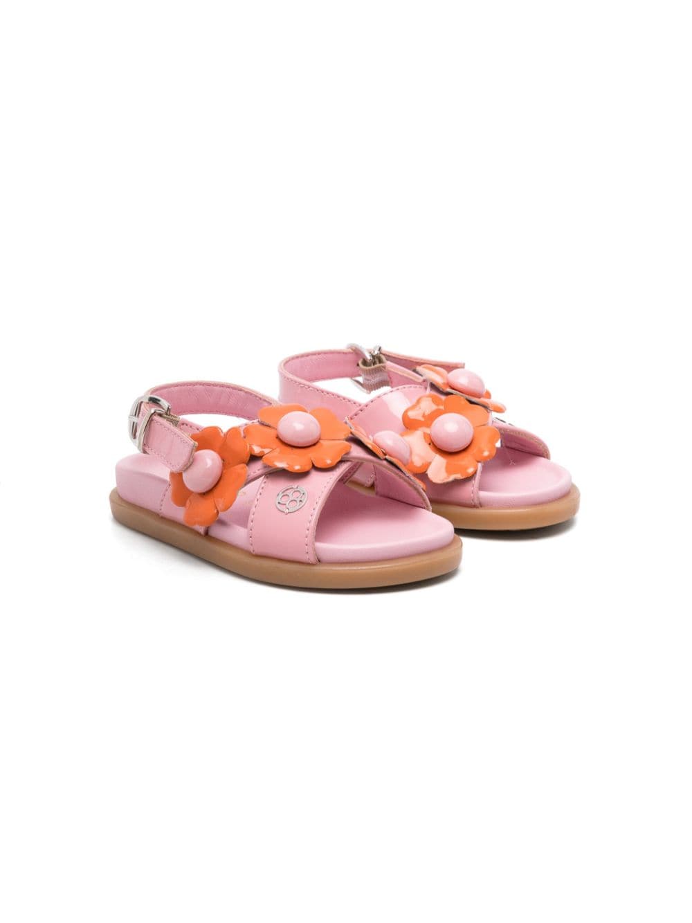 Florens floral-appliqué leather sandals - Pink von Florens