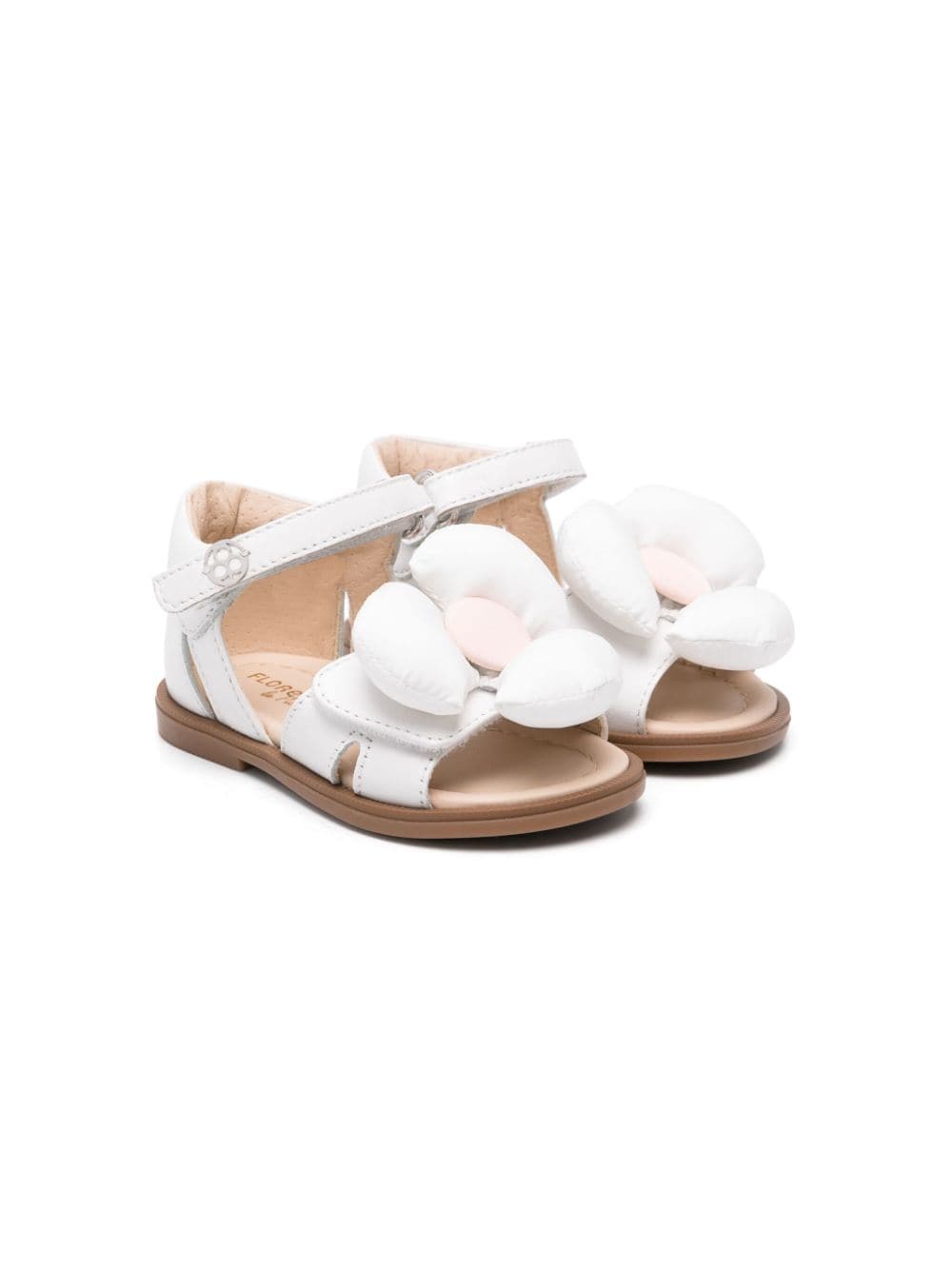 Florens floral-appliqué leather sandals - White von Florens